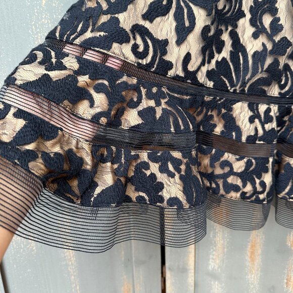 Tadashi Shoji Kennedy Embroidered Lace Dress Navy Sz 12 NWT - Picture 8 of 16